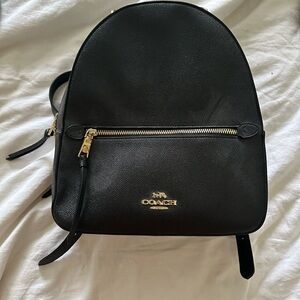 Mini Coach Black Leather Zip Backpack